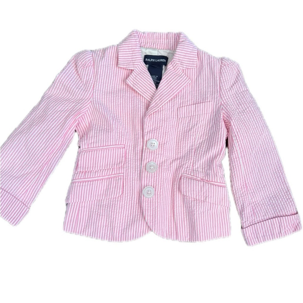 Ralph Lauren 2t pink seersucker blazer jacket toddler boy polo